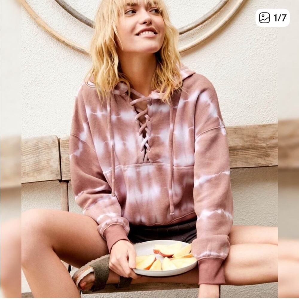 Free People Movement Tie Dye Believer Hooded Sweatshirt in Peach